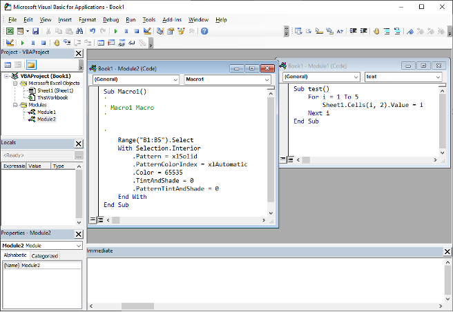 Visual Basic editor for Microsoft Excel
