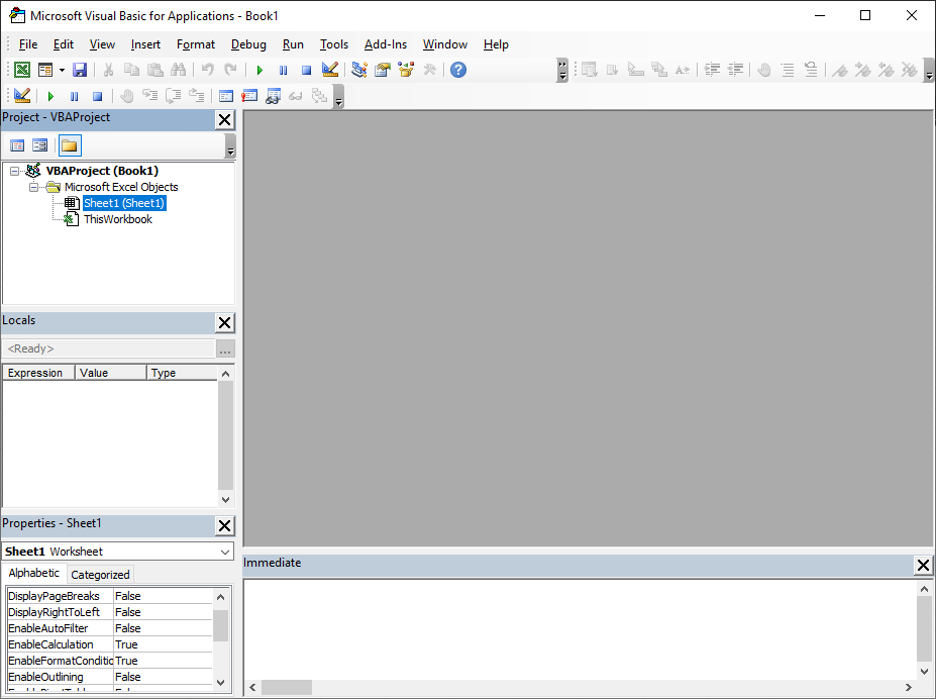 Visual Basic Editor in Microsoft Excel