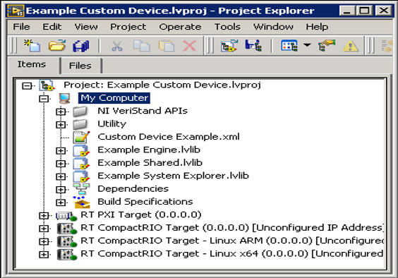 Computer Screenshot of LabView Custom Device 